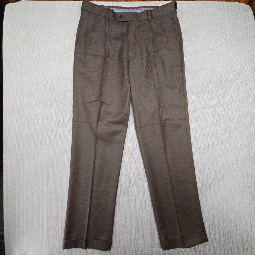 Vintage Louis Raphael Dress Pants Mens 34x32 Brown Rosso Pleated Classic 90s